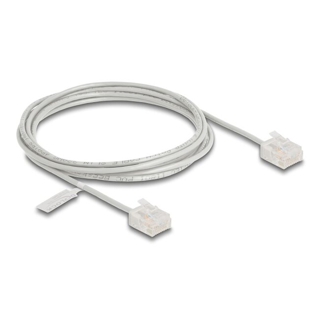 Delock RJ45 Network Cable Cat.6 UTP Ultra Slim 2 m grey with short plugs
