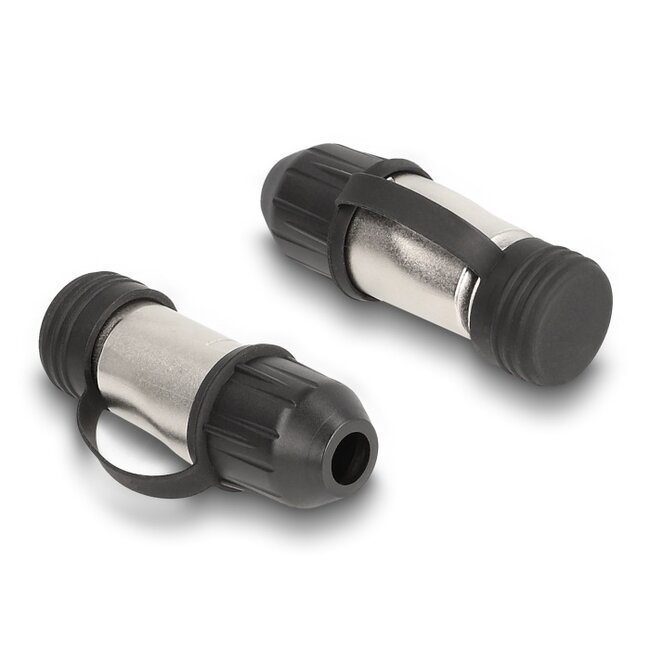 RJ45 Modular Plug field-assembly Cat.6A with robust cable plug housing and protective cap suitable for the Delock feed-through couplers 67061 and 67062 IP66 dust and waterproof