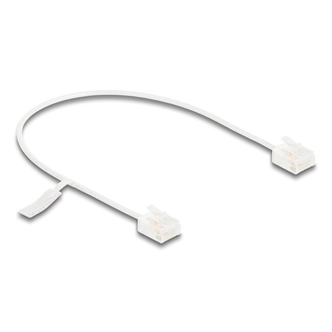 Delock RJ45 Network Cable Cat.6 UTP Ultra Slim 0.3 m white with short plugs