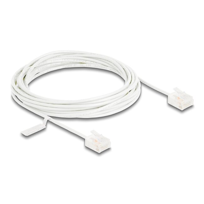 Delock RJ45 Network Cable Cat.6 UTP Ultra Slim 5 m white with short plugs