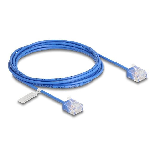 Delock RJ45 Network Cable Cat.6 UTP Ultra Slim 2 m blue with short plugs