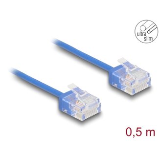 DeLOCK Delock RJ45 Network Cable Cat.6 UTP Ultra Slim 0.5 m blue with short plugs