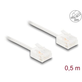 DeLOCK Delock RJ45 Network Cable Cat.6 UTP Ultra Slim 0.5 m white with short plugs