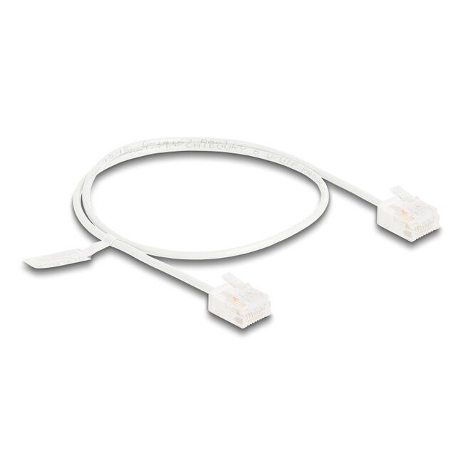 Delock RJ45 Network Cable Cat.6 UTP Ultra Slim 0.5 m white with short plugs