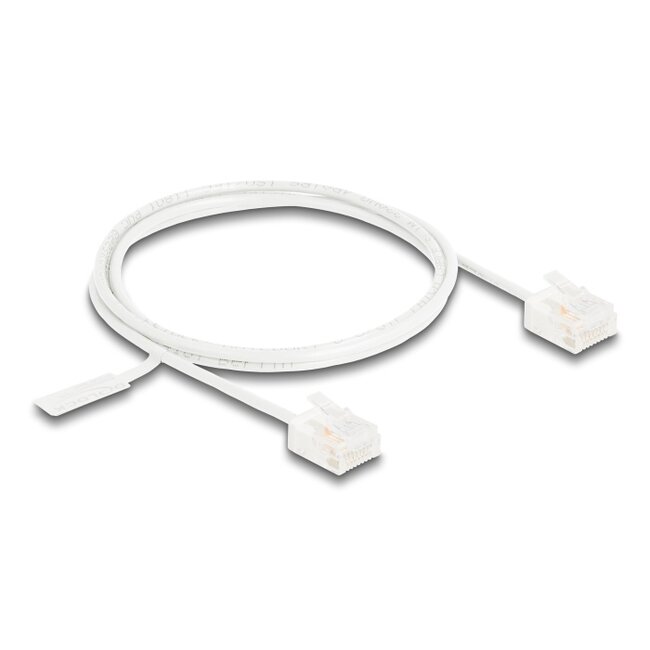 Delock RJ45 Network Cable Cat.6 UTP Ultra Slim 1 m white with short plugs