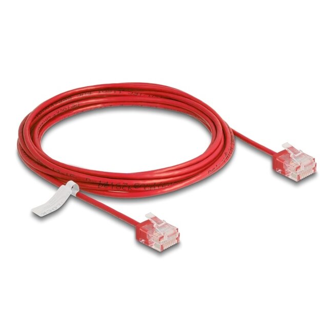 Delock RJ45 Network Cable Cat.6 UTP Ultra Slim 3 m red with short plugs