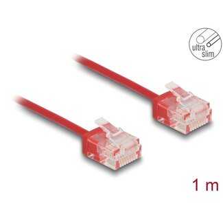 DeLOCK Delock RJ45 Network Cable Cat.6 UTP Ultra Slim 1 m red with short plugs