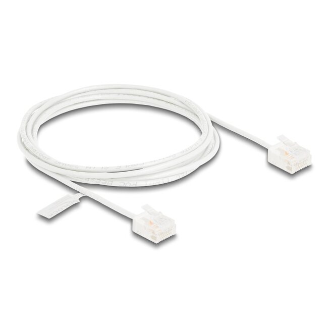 Delock RJ45 Network Cable Cat.6 UTP Ultra Slim 2 m white with short plugs