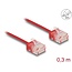 Delock RJ45 Network Cable Cat.6 UTP Ultra Slim 0.3 m red with short plugs