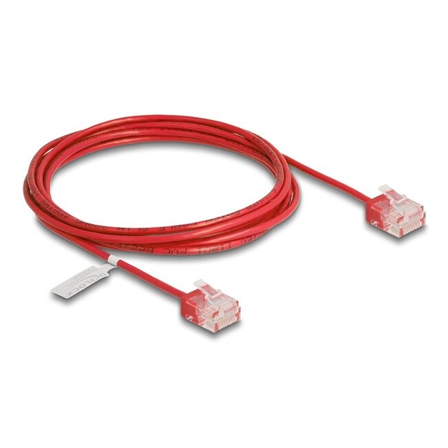 Delock RJ45 Network Cable Cat.6 UTP Ultra Slim 2 m red with short plugs