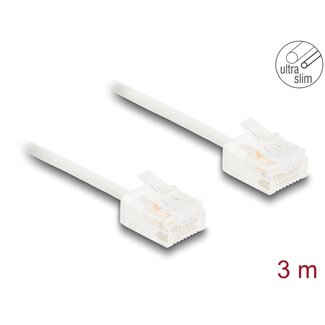 DeLOCK Delock RJ45 Network Cable Cat.6 UTP Ultra Slim 3 m white with short plugs