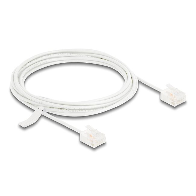 Delock RJ45 Network Cable Cat.6 UTP Ultra Slim 3 m white with short plugs
