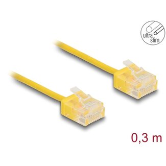 DeLOCK Delock RJ45 Network Cable Cat.6 UTP Ultra Slim 0.3 m yellow with short plugs