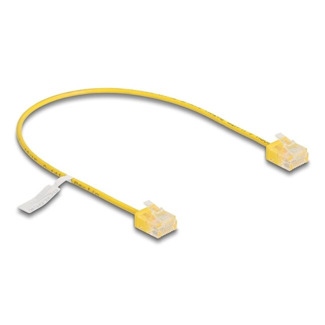 Delock RJ45 Network Cable Cat.6 UTP Ultra Slim 0.3 m yellow with short plugs