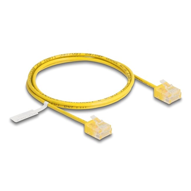 Delock RJ45 Network Cable Cat.6 UTP Ultra Slim 1 m yellow with short plugs