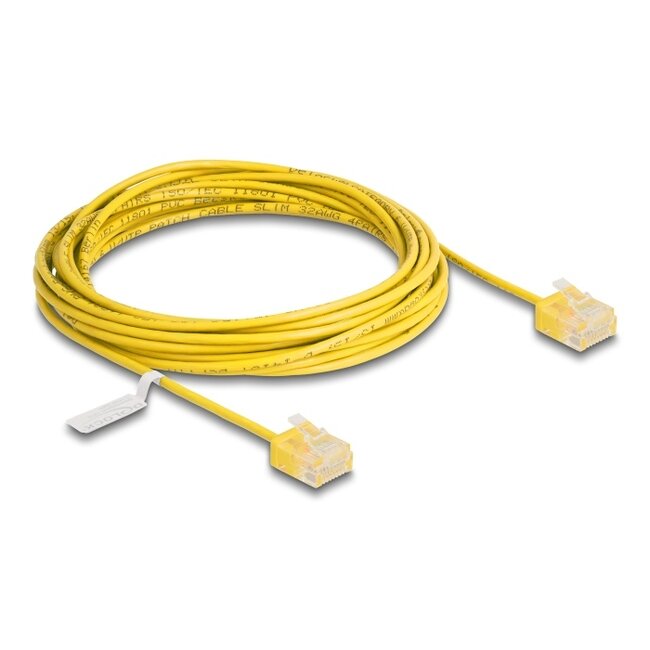 Delock RJ45 Network Cable Cat.6 UTP Ultra Slim 5 m yellow with short plugs