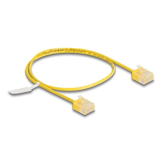 Delock RJ45 Network Cable Cat.6 UTP Ultra Slim 0.5 m yellow with short plugs