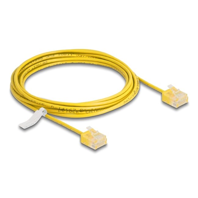 Delock RJ45 Network Cable Cat.6 UTP Ultra Slim 3 m yellow with short plugs