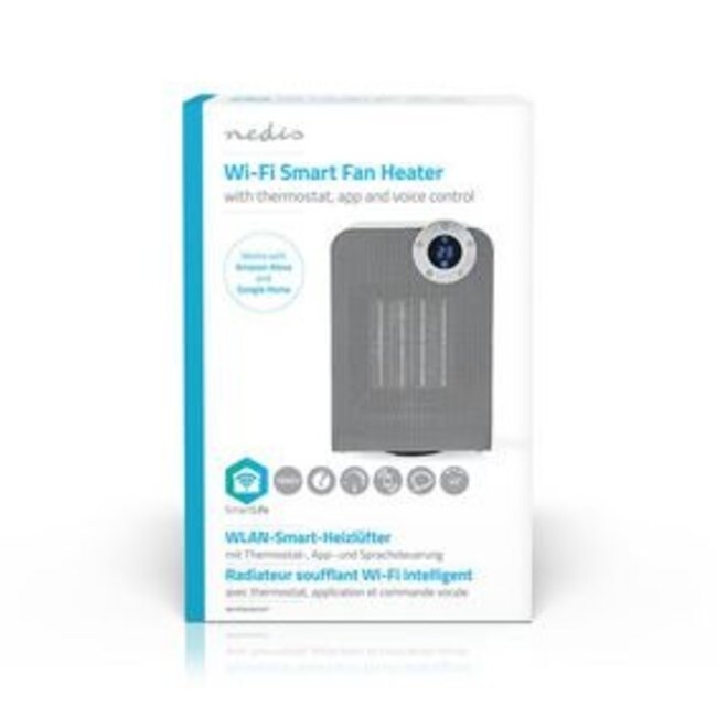 SmartLife keramische PTC-ventilatorkachel | Wi-Fi | 1800 W | 3 Warmte Standen | Zwenkfunctie | Display | 15 - 35 °C | Android™ / IOS | Wit