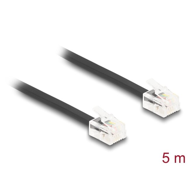 Delock Telefonkabel RJ11 Stecker zu RJ11 Stecker schwarz 5 m