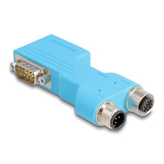 DeLOCK Delock D-Sub 9 male and female to M12 male and female 5 pin A-coded CAN bus splitter 90° blue