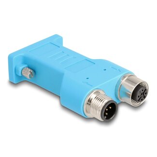 DeLOCK Delock D-Sub 9 female to M12 male and female 5 pin A-coded CAN bus splitter 180° blue