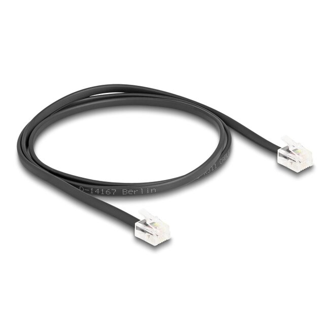 Delock Telephone Cable RJ11 plug to RJ11 plug black 1 m