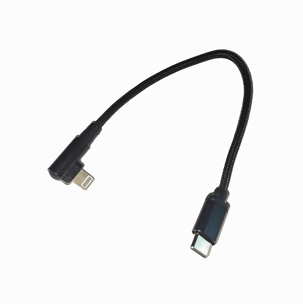 Haakse 8-pins laad- & datakabel, 0.2 m, zwart