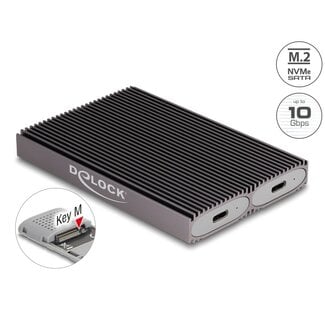 DeLOCK Delock External USB Type-C™ Dual Combo Enclosure for 2 x M.2 NVMe PCIe or SATA SSD - tool free