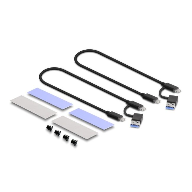 Delock External USB Type-C™ Dual Combo Enclosure for 2 x M.2 NVMe PCIe or SATA SSD - tool free