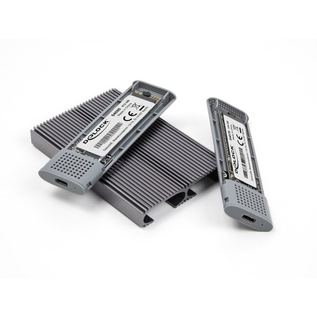 Delock External USB Type-C™ Dual Combo Enclosure for 2 x M.2 NVMe PCIe or SATA SSD - tool free