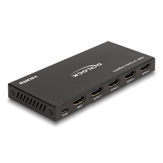 Delock HDMI Splitter 1 x HDMI in to 4 x HDMI out 4K 60 Hz with downscaler