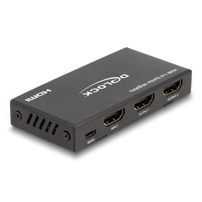 Delock HDMI Splitter 1 x HDMI in to 2 x HDMI out 4K 60 Hz with downscaler