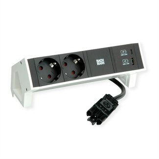 Bachmann BACHMANN DESK2 2xbeschermend contact USB A&C, USB-lader 22W 0,2m GST18 wit