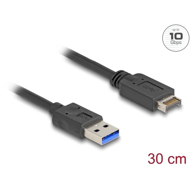 Delock USB 10 Gbps Cable USB Type-E Key A 20 pin male to USB Type-A male 30 cm