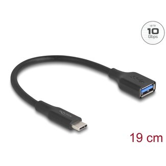 DeLOCK Delock USB 10 Gbps Adapter USB Type-C™ male to Type-A female 19 cm 60 W QC 3.0 black