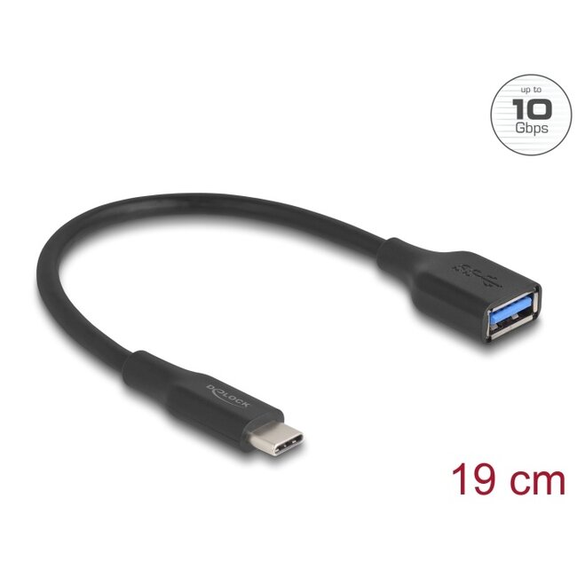 Delock USB 10 Gbps Adapter USB Type-C™ male to Type-A female 19 cm 60 W QC 3.0 black