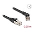 Delock RJ45 Network Cable Cat.6A S/FTP plug 45° right angled to plug straight 0.25 m black