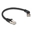 Delock RJ45 Network Cable Cat.6A S/FTP plug 45° right angled to plug straight 0.25 m black