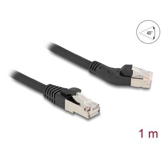 DeLOCK Delock RJ45 Network Cable Cat.6A S/FTP plug 45° left angled to plug straight 1 m black