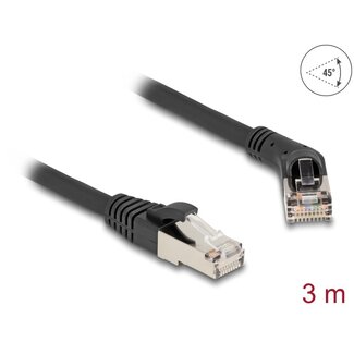 DeLOCK Delock RJ45 Network Cable Cat.6A S/FTP plug 45° right angled to plug straight 3 m black