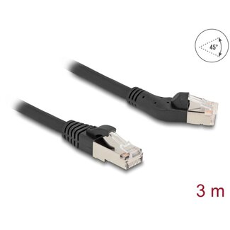 DeLOCK Delock RJ45 Network Cable Cat.6A S/FTP plug 45° left angled to plug straight 3 m black