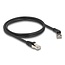 Delock RJ45 Network Cable Cat.6A S/FTP plug 45° right angled to plug straight 1 m black