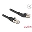Delock RJ45 Network Cable Cat.6A S/FTP plug 45° left angled to plug straight 0.25 m black
