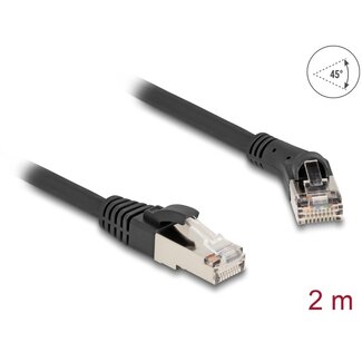 DeLOCK Delock RJ45 Network Cable Cat.8.1 S/FTP plug 45° right angled to plug straight up to 40 Gbps 2 m black