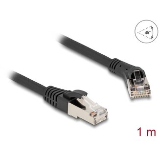 DeLOCK Delock RJ45 Network Cable Cat.8.1 S/FTP plug 45° right angled to plug straight up to 40 Gbps 1 m black