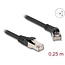 Delock RJ45 Network Cable Cat.8.1 S/FTP plug 45° right angled to plug straight up to 40 Gbps 0.25 m black