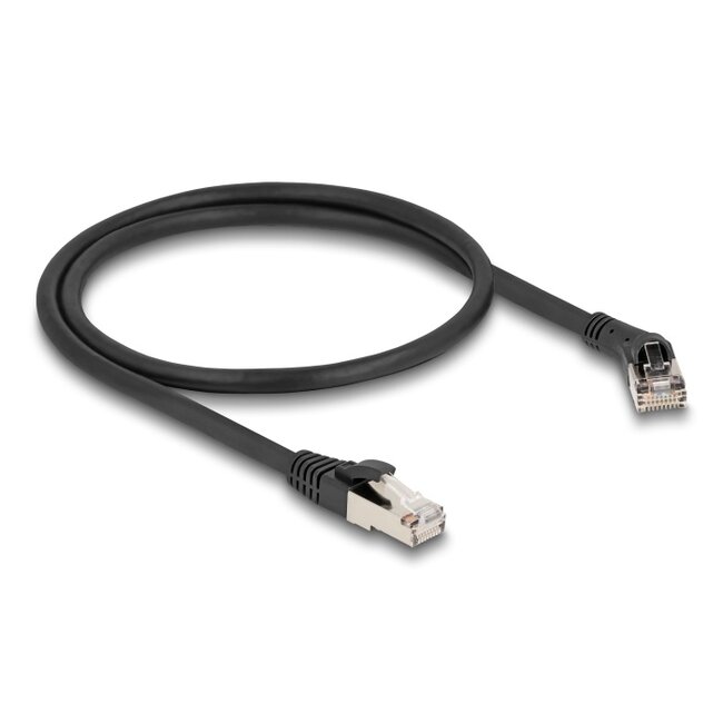 Delock RJ45 Network Cable Cat.8.1 S/FTP plug 45° right angled to plug straight up to 40 Gbps 0.5 m black