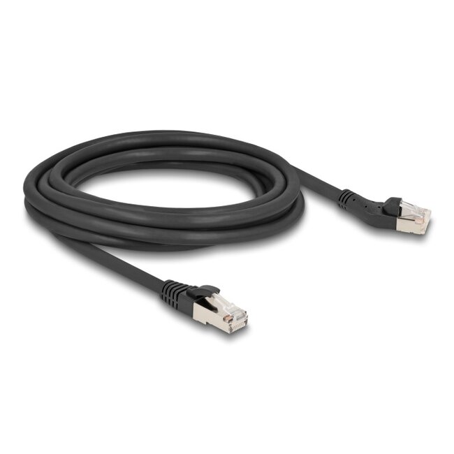 Delock RJ45 Network Cable Cat.8.1 S/FTP plug 45° left angled to plug straight up to 40 Gbps 3 m black