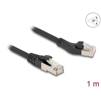 DeLOCK Delock RJ45 Network Cable Cat.8.1 S/FTP plug 45° left angled to plug straight up to 40 Gbps 1 m black